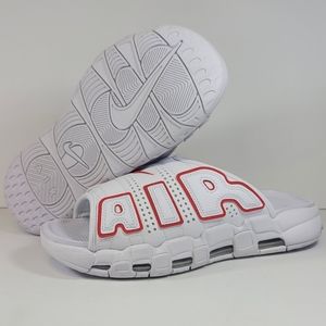 Nike Air More Uptempo Slide Sandals White University Red FD9884-100 Mens Size